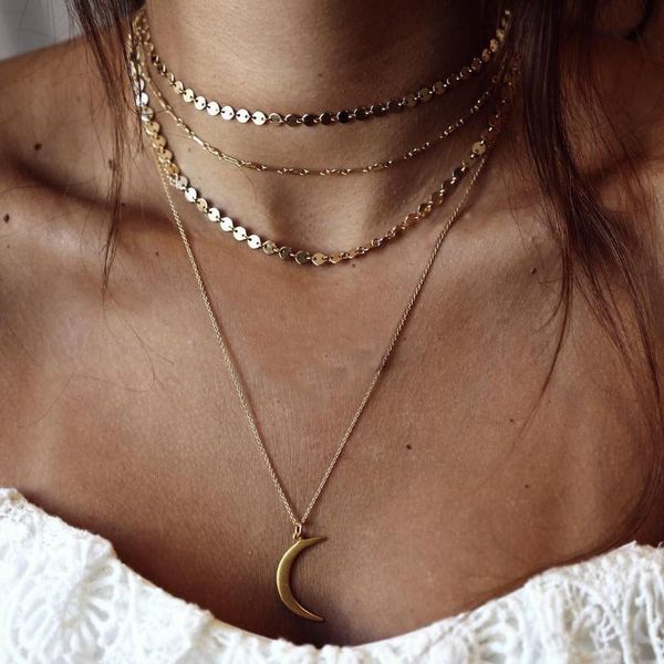 layered necklace moon necklace chain personalized valentines copper sequin alloy moon pendant choker jewelry women ncklace chain, Silver
layered necklace moon necklace chain personalized valentines copper sequin alloy moon pendant choker jewelry women ncklace chain, Silver