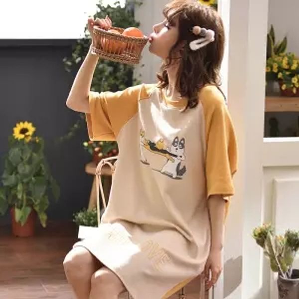 женщины nightgown хлопка с коротким рукавом мультфильм cat ночную рубашку письмо печать повседневный пижамы главная платья женские ночное пл, Black;red 
женщины nightgown хлопка с коротким рукавом мультфильм cat ночную рубашку письмо печать повседневный пижамы главная платья женские ночное пл, Black;red