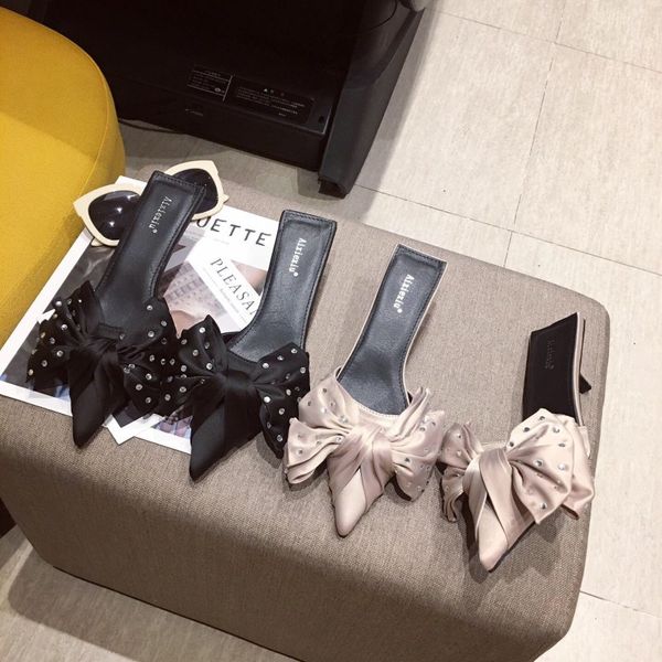 high-heeled shoes lady thin heels flock ladies' slippers cover toe slipers women med glitter slides butterfly-knot heeled 2020, Black
high-heeled shoes lady thin heels flock ladies' slippers cover toe slipers women med glitter slides butterfly-knot heeled 2020, Black