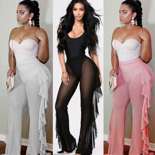 women's mesh sheer long pants new soild color ruffles trousers ladies see-through fashion summer long pants 2020, Black;white
women's mesh sheer long pants new soild color ruffles trousers ladies see-through fashion summer long pants 2020, Black;white