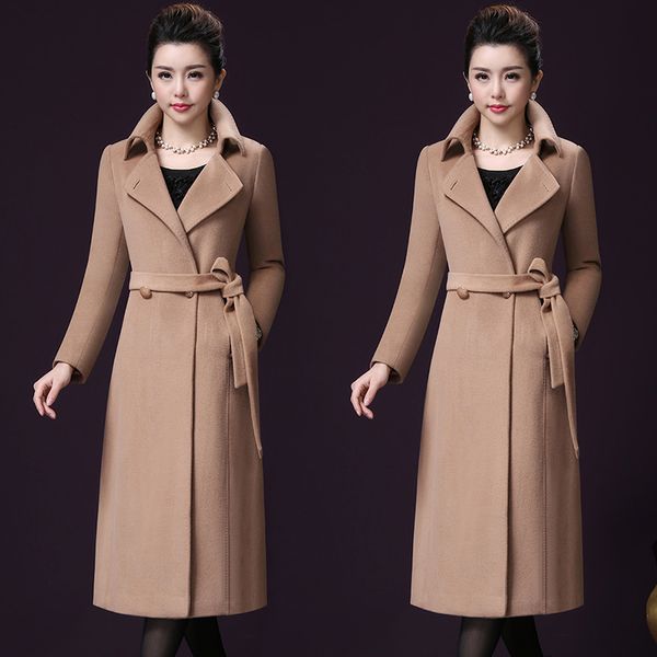 women korean winter long outwear belt women plus size 4xl woolen coat cardigans long sleeve manteau femme elegant wool overcoat, Black
women korean winter long outwear belt women plus size 4xl woolen coat cardigans long sleeve manteau femme elegant wool overcoat, Black