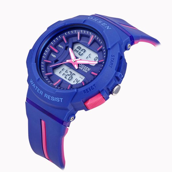 ohsen digital analog waterproof watch kids lady outdoor sport swimming wristwatch silicone strap alarm satch boy student, Blue
ohsen digital analog waterproof watch kids lady outdoor sport swimming wristwatch silicone strap alarm satch boy student, Blue