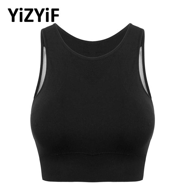 women sport bra round neck sleeveless vest tanks mesh spliced back low impact padded crop gym workout activewear, White
women sport bra round neck sleeveless vest tanks mesh spliced back low impact padded crop gym workout activewear, White