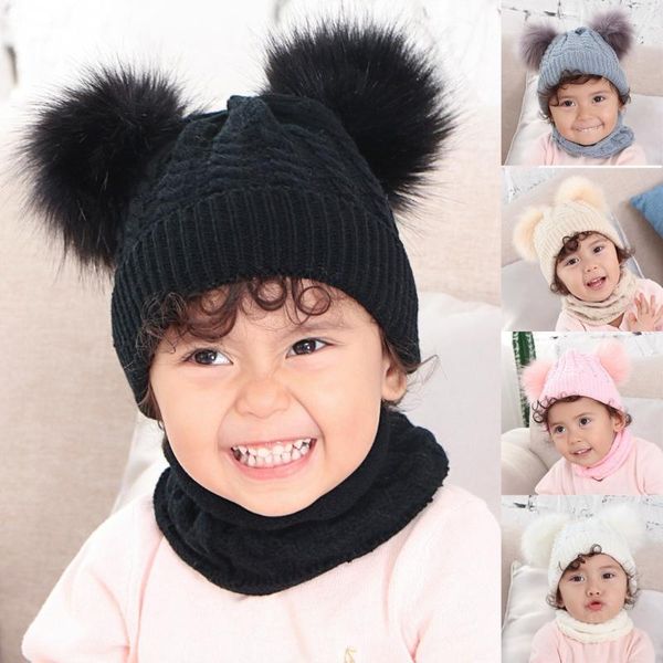 kids baby solid winter warm thread knit wrap double hair ball head cap scarf hat suit, Black
kids baby solid winter warm thread knit wrap double hair ball head cap scarf hat suit, Black