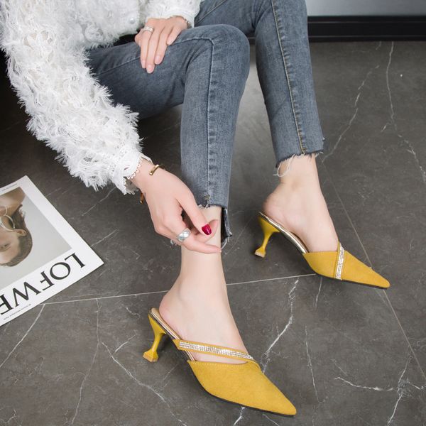 crystal band high heel flock mules shoes women pointed toe slippers summer stiletto slippers women thin heel sandals 2020, Black
crystal band high heel flock mules shoes women pointed toe slippers summer stiletto slippers women thin heel sandals 2020, Black