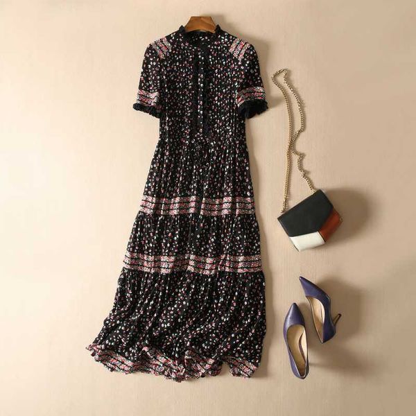 women dress 2020 spring and summer new dress bohemian printed rayon patchwork short sleeve, Black;gray
women dress 2020 spring and summer new dress bohemian printed rayon patchwork short sleeve, Black;gray