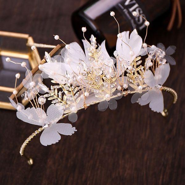 fashion gold crystal hairband butterfly veil leaf handmade headband for women bride wedding hair accessories pearls hair jewelry, Golden;white
fashion gold crystal hairband butterfly veil leaf handmade headband for women bride wedding hair accessories pearls hair jewelry, Golden;white