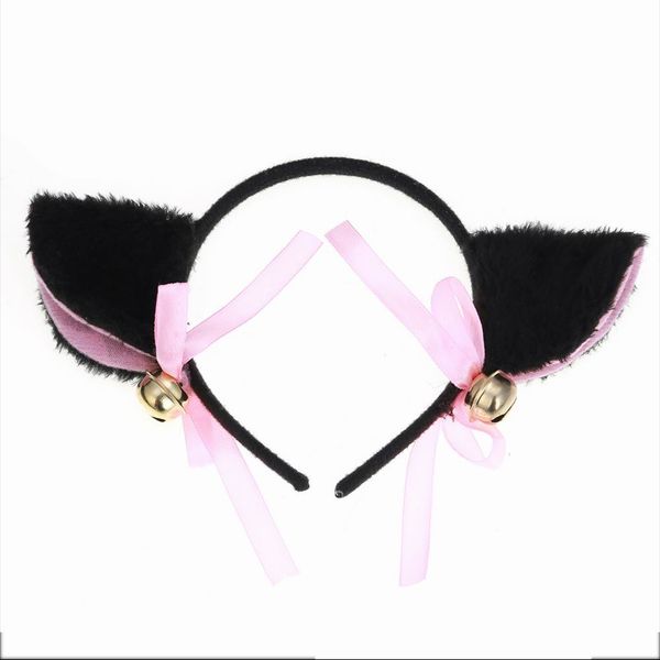 new lolita cat ear with bell headband cosplay hairbands girls headwear children hair clips women famale hair accessories wearing, Slivery;white