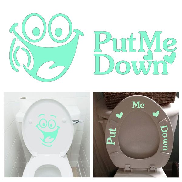 2pcs removable wall sticker glow in the dark wall paper bathroom toilet stickers