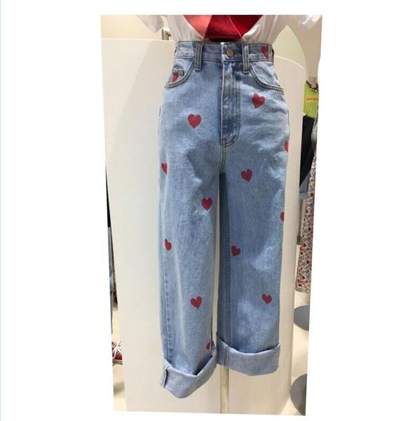 new spring autumn korean straight jeans women high waist love heart stitching fashion loose denim pants truosers r1303, Blue
new spring autumn korean straight jeans women high waist love heart stitching fashion loose denim pants truosers r1303, Blue
