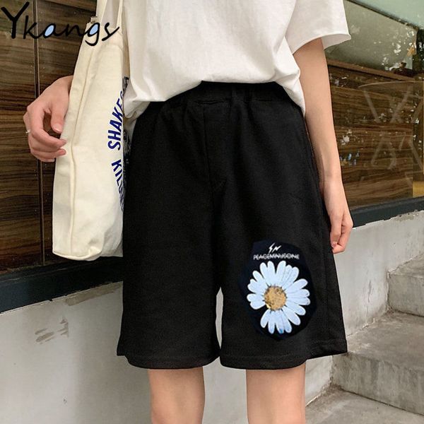 daisy print shorts summer women black vintage streetwear shorts casual high waist elastic loose sport for women running, White;black
daisy print shorts summer women black vintage streetwear shorts casual high waist elastic loose sport for women running, White;black
