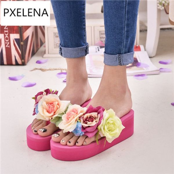 pxelena sweet girls flip flops woman flower thong slides wedge high heel platform slipper ladies date shoes 2017 summer a-133, Black
pxelena sweet girls flip flops woman flower thong slides wedge high heel platform slipper ladies date shoes 2017 summer a-133, Black
