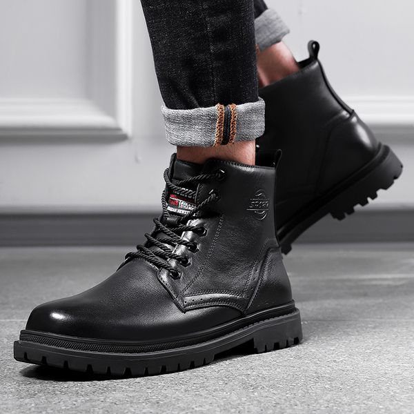 2019 shoes men's genuine leather boots winter warm men boots comfortable nature working men lace-up casual ankle boots, Black
2019 shoes men's genuine leather boots winter warm men boots comfortable nature working men lace-up casual ankle boots, Black
