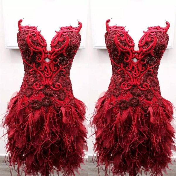 2020 red short evening dresses sweetheart lace feather embroidery mini prom dress party wear custom made beaded cocktail gowns, Black
2020 red short evening dresses sweetheart lace feather embroidery mini prom dress party wear custom made beaded cocktail gowns, Black