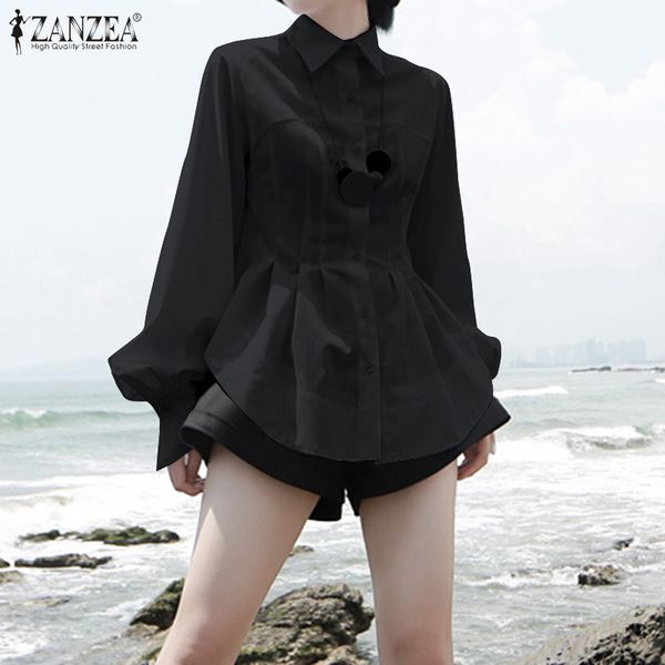 women's blouses & shirts stylish women long puff sleeve asymmetrical shirt zanzea spring lapel neck solid buttons office work casual bl, White
women's blouses & shirts stylish women long puff sleeve asymmetrical shirt zanzea spring lapel neck solid buttons office work casual bl, White