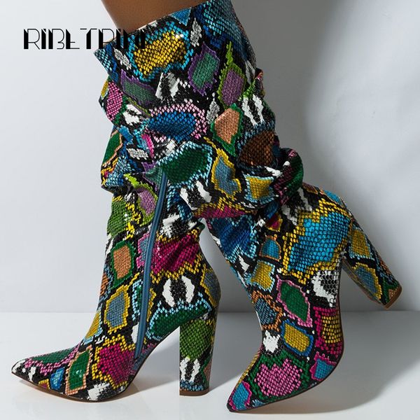 ribetrini fashion women colorful snakeskin boots 2019 pointed toe square high heel autumn party shoes woman zip knee boots, Black
ribetrini fashion women colorful snakeskin boots 2019 pointed toe square high heel autumn party shoes woman zip knee boots, Black