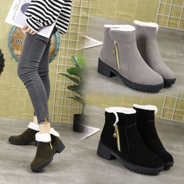 snow boots female 2019 autumn new round head thick with suede women's booties side zipper plus velvet warm in the female ankle boots, Black
snow boots female 2019 autumn new round head thick with suede women's booties side zipper plus velvet warm in the female ankle boots, Black