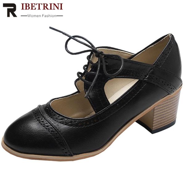 ribetrini retro spring women shoes women round toe lace up high heels pumps solid marry janes handmade casual pumps, Black
ribetrini retro spring women shoes women round toe lace up high heels pumps solid marry janes handmade casual pumps, Black