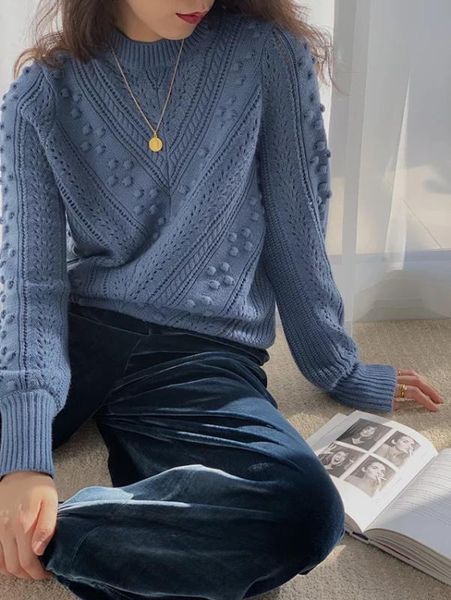 stereo ball knitted sweater women hollow out long sleeve knitwear autumn casual solid color knitted pullover, White;black
stereo ball knitted sweater women hollow out long sleeve knitwear autumn casual solid color knitted pullover, White;black