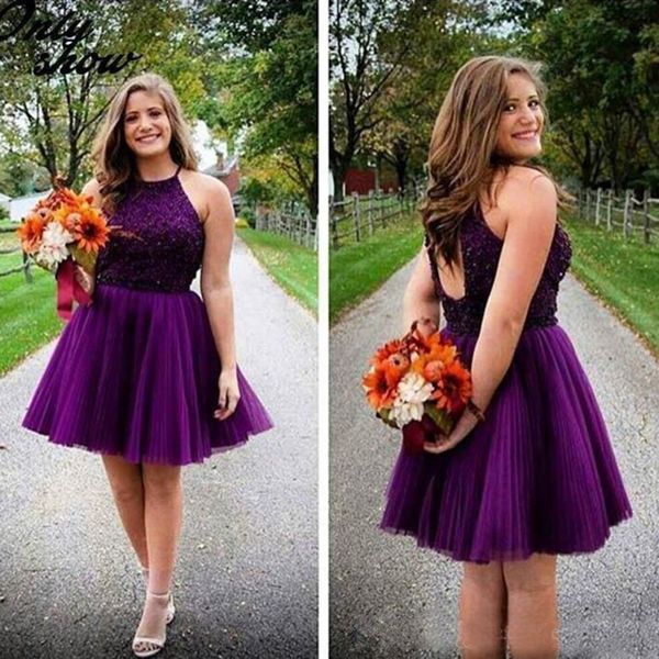 new purple short homecoming dresses halter backless beads tulle juniors mini prom party gowns sweet 16 plus size cocktail dresses, Blue;pink
new purple short homecoming dresses halter backless beads tulle juniors mini prom party gowns sweet 16 plus size cocktail dresses, Blue;pink