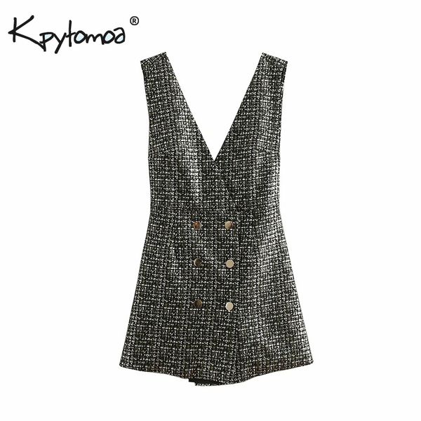 vintage chic buttons tweed plaid mini dress women 2019 fashion deep v neck sleeveless ladies dresses casual vestidos mujer, Black;gray
vintage chic buttons tweed plaid mini dress women 2019 fashion deep v neck sleeveless ladies dresses casual vestidos mujer, Black;gray