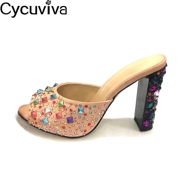 women peep toe rhinestone chunky heels slippers pink glitter rivet summer sandals femme runway party shoes woman, Black
women peep toe rhinestone chunky heels slippers pink glitter rivet summer sandals femme runway party shoes woman, Black