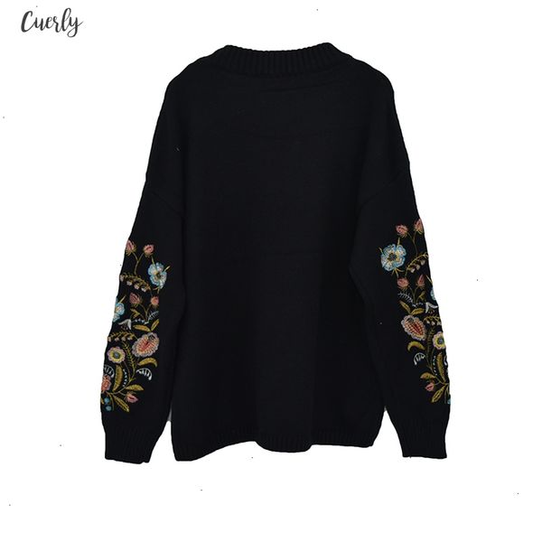 round 2020 collar flowers embroidery loose korean spring autumn long sleeve womans new fashion sweater fa50001, White;black
round 2020 collar flowers embroidery loose korean spring autumn long sleeve womans new fashion sweater fa50001, White;black