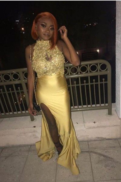 gold mermaid prom dresses black girl plus size high neck lace appliques evening gown long formal party dress
gold mermaid prom dresses black girl plus size high neck lace appliques evening gown long formal party dress
