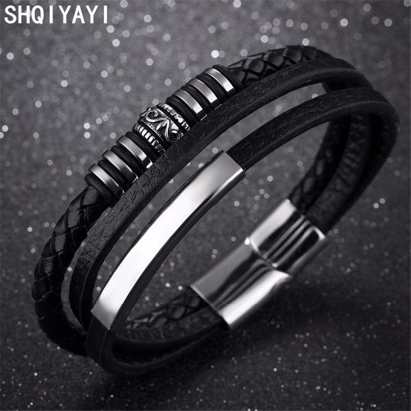 shqiyayi black leather bracelets for men magnet buckle punk vintage fashion jewelry gift stainless steel accessories 1162
shqiyayi black leather bracelets for men magnet buckle punk vintage fashion jewelry gift stainless steel accessories 1162