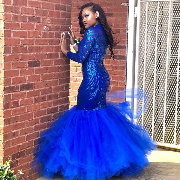 amazing royal blue mermaid prom dresses high collar long sleeve sequined south africa party gowns tiered tulle robe de mariee, Black
amazing royal blue mermaid prom dresses high collar long sleeve sequined south africa party gowns tiered tulle robe de mariee, Black