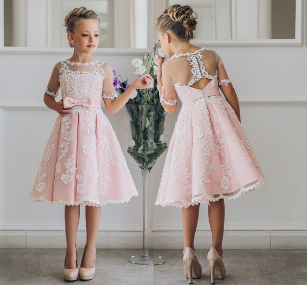 fancy blush pink communion flower girl dress with appliques half sleeves knee length girls pageant gown with ribbon bows for christmas, White;red
fancy blush pink communion flower girl dress with appliques half sleeves knee length girls pageant gown with ribbon bows for christmas, White;red