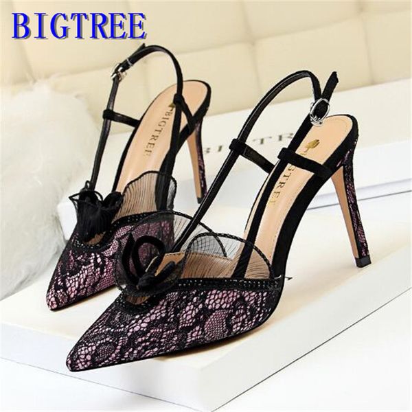9cm floral lace high heels sandals women cut-outs buckle party sandals shallow ladies pointed toe pumps back strap, Black
9cm floral lace high heels sandals women cut-outs buckle party sandals shallow ladies pointed toe pumps back strap, Black