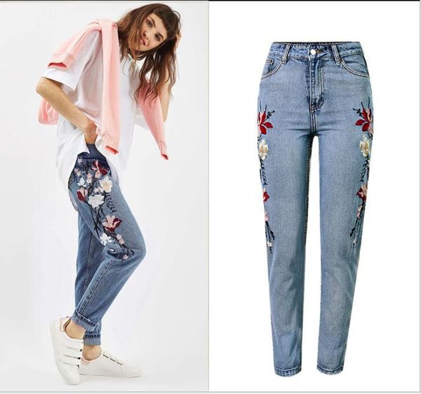 vintage casual female boyfriend jeans for women floral embroidery straight mom jeans high waist push up denim skinny woman, Blue
vintage casual female boyfriend jeans for women floral embroidery straight mom jeans high waist push up denim skinny woman, Blue