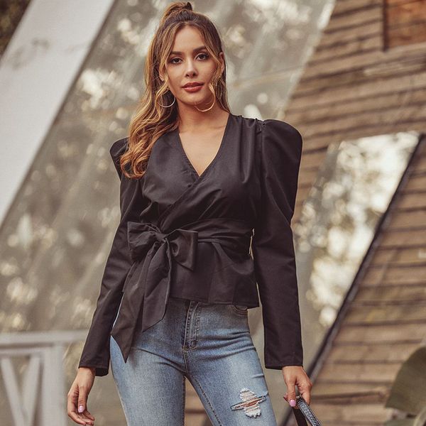 osllenlla black blouse women puff sleeve v neck bowknot belt blusas elegant blouses slim blusa feminina office lady, White
osllenlla black blouse women puff sleeve v neck bowknot belt blusas elegant blouses slim blusa feminina office lady, White