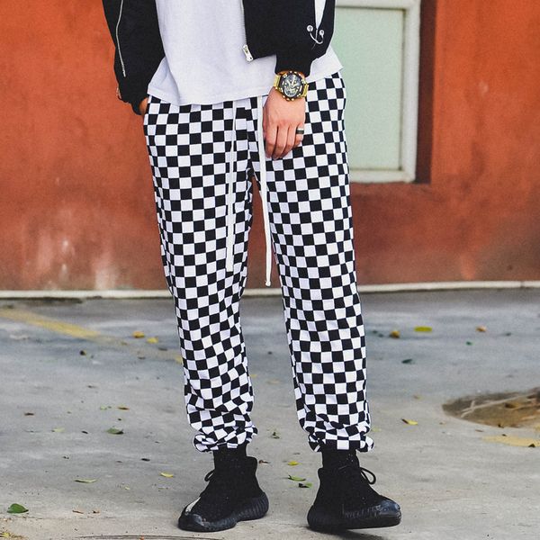 men's plaid pants fashion trend spring autumn models nine-point pant casual overalls loose elastic waist draw string lace-up ankle band, Black
men's plaid pants fashion trend spring autumn models nine-point pant casual overalls loose elastic waist draw string lace-up ankle band, Black
