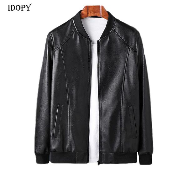 idopy korean fashion baseball faux leather jacket stand collar rib sleeves slim fit pu soft jacket and coat plus size m-4xl, Black
idopy korean fashion baseball faux leather jacket stand collar rib sleeves slim fit pu soft jacket and coat plus size m-4xl, Black
