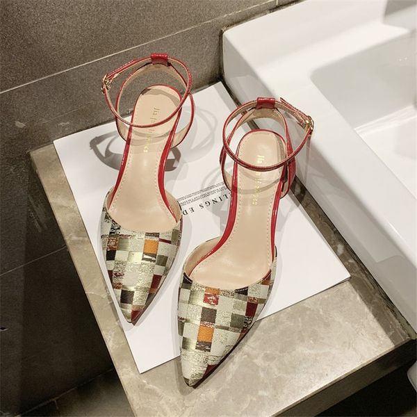 2019 new summer ladies shoes temperament after the empty buckle pointed heel sandals women's shoes stiletto plaid heels r06, Black
2019 new summer ladies shoes temperament after the empty buckle pointed heel sandals women's shoes stiletto plaid heels r06, Black