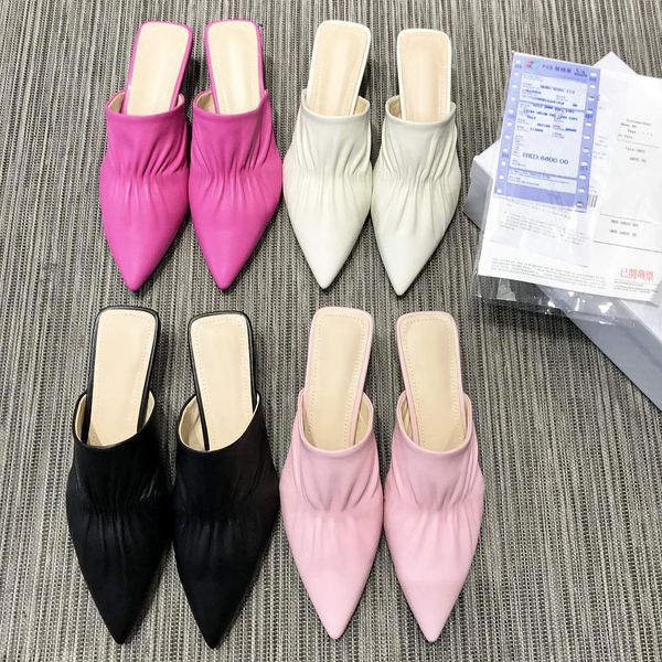 2019 new baotou sandals womens shoes wear pointed half drag high heels sandals summer slippers with original box qi0, Black
2019 new baotou sandals womens shoes wear pointed half drag high heels sandals summer slippers with original box qi0, Black