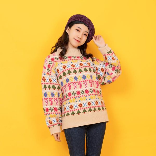 2019 new autumn japan vintage women winter pullover sweater jacquard ladies loose knitted jumpers thick warm long sleeve, White;black
2019 new autumn japan vintage women winter pullover sweater jacquard ladies loose knitted jumpers thick warm long sleeve, White;black