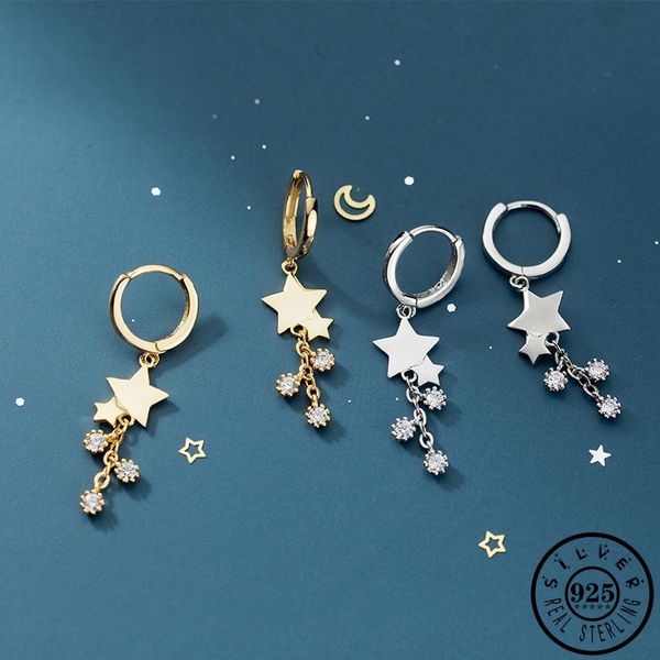 925 sterling silver star shape zircon hoops earrings trendy gold color plated tassel ear rings earings jewelry for women lady, Golden;silver
925 sterling silver star shape zircon hoops earrings trendy gold color plated tassel ear rings earings jewelry for women lady, Golden;silver