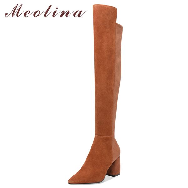 meotina winter thigh high boots women cow suede thick high heel over the knee boots slim stretch zipper long shoes lady fall 39, Black
meotina winter thigh high boots women cow suede thick high heel over the knee boots slim stretch zipper long shoes lady fall 39, Black