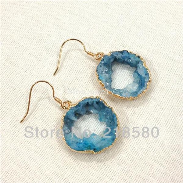 h-ce29 healing crystal blue agat slice geode druzy drop earrings gold color, Silver
h-ce29 healing crystal blue agat slice geode druzy drop earrings gold color, Silver