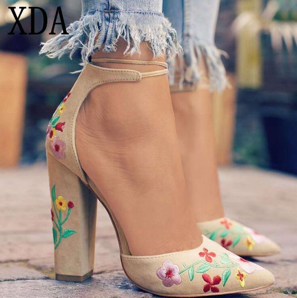 xda 2019 spring women high heel sandals embroidery pumps flower ankle strap shoes female party pointed toe single shoes, Black
xda 2019 spring women high heel sandals embroidery pumps flower ankle strap shoes female party pointed toe single shoes, Black