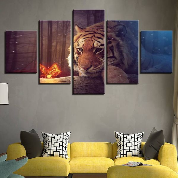 hd printed wall art frame living room home decor 5 pieces glowing butterfly animal tiger painting posters no frame
hd printed wall art frame living room home decor 5 pieces glowing butterfly animal tiger painting posters no frame