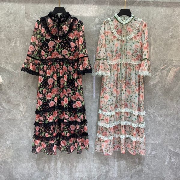 2020 early spring new women's lace stitching rose print trumpet long sleeve dress 317, Black;gray
2020 early spring new women's lace stitching rose print trumpet long sleeve dress 317, Black;gray