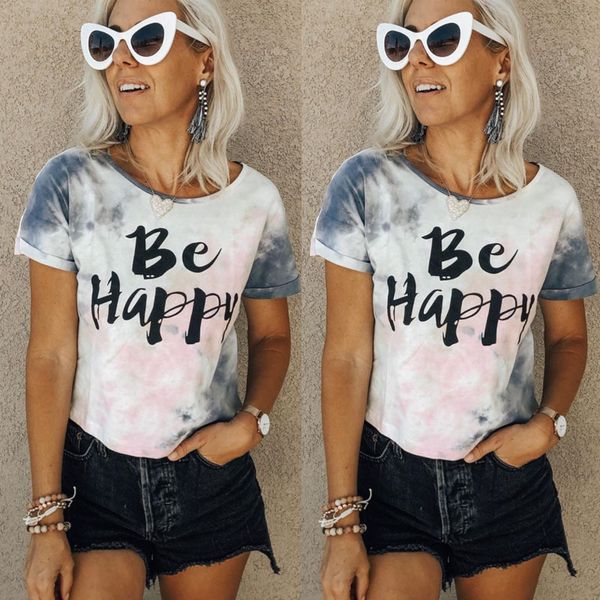 behappy letter print womens t-shirt summer tie dye o-neck women casual loose breathable ladies tshirts, White
behappy letter print womens t-shirt summer tie dye o-neck women casual loose breathable ladies tshirts, White