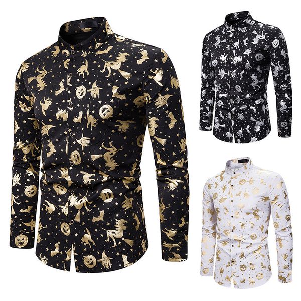 men's brand new creative fashion personality long sleeve gilding printing business casual shirt mens dress shirts mens shirts, White;black
men's brand new creative fashion personality long sleeve gilding printing business casual shirt mens dress shirts mens shirts, White;black