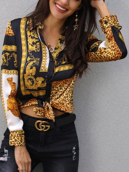 autumn spring women elegant party loose button shirt turn-down collar female leopard print knot front long sleeve blouse, White
autumn spring women elegant party loose button shirt turn-down collar female leopard print knot front long sleeve blouse, White