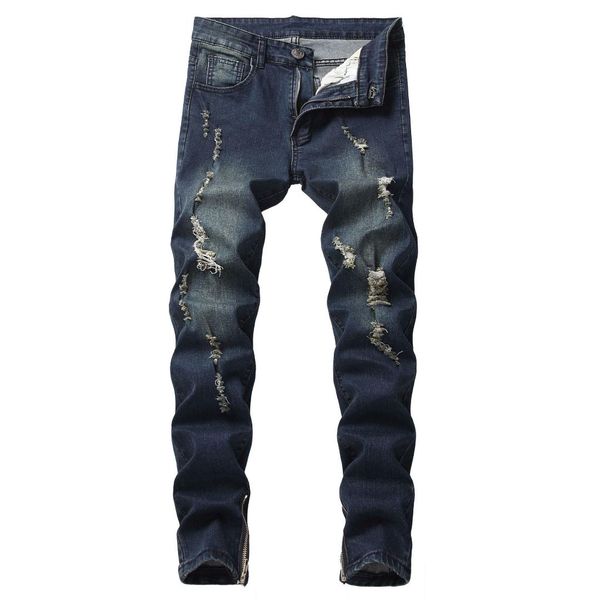fashion skinny jeans for mens spring casual slim fit streetwear ripped hole zipper hiphop stretch denim pants, Blue
fashion skinny jeans for mens spring casual slim fit streetwear ripped hole zipper hiphop stretch denim pants, Blue