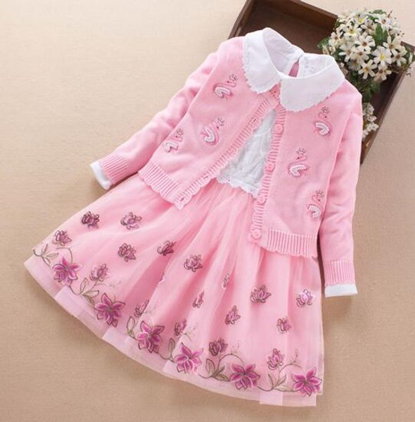 girl designer clothing flower embroidery long sleeve dress +knitted cardigan clothes spring fall warm 100% cotton knitted dress, Red;yellow
girl designer clothing flower embroidery long sleeve dress +knitted cardigan clothes spring fall warm 100% cotton knitted dress, Red;yellow